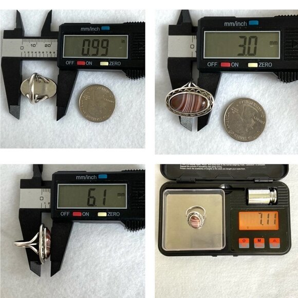 VTG Sterling Silver 925 Oval Bezel Set Banded Agate Double Split Shank Ring Sz 6 - Picture 10 of 16